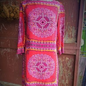 NWT 3/4 Sleeve Pink Multi Dress